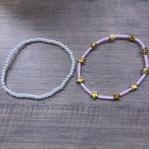 Handmade by Me Pink, Gold, and Pearl Star Beaded Bracelets